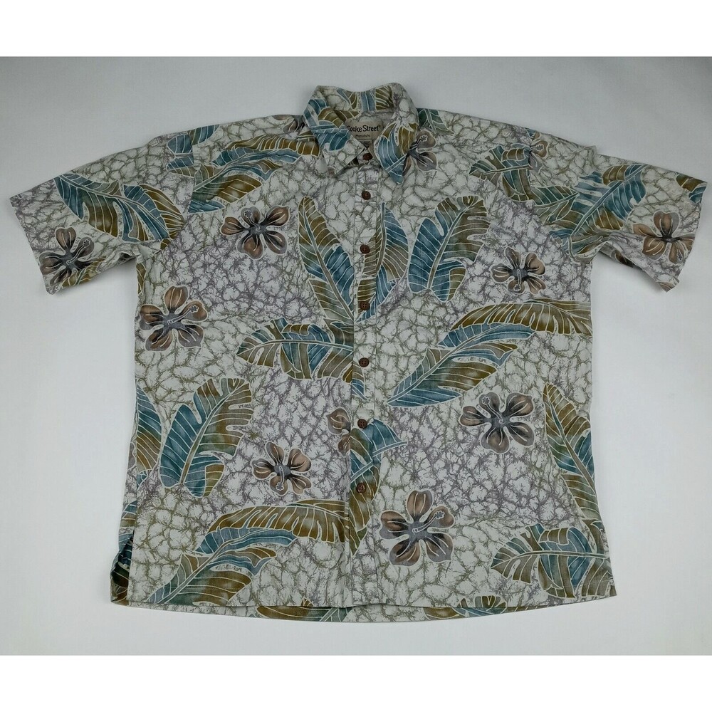 COOKE STREET Hawaiian Shirt Button Up Reverse Print Men's Large Floral Tropical